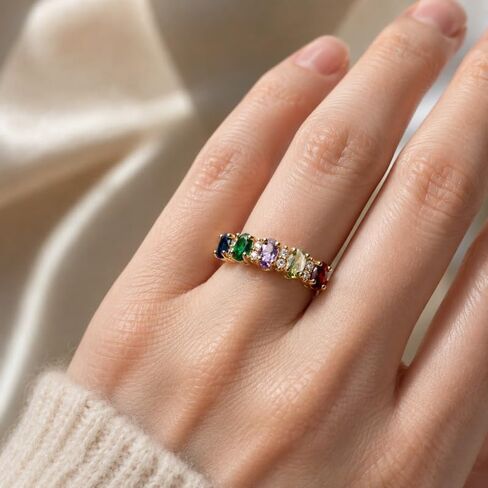 Exquisite Colorful Oval Synthetic Gemstone Rings for Women Daily Party Birthday Rings Jewelry Gift in Kuwait