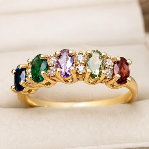Exquisite Colorful Oval Synthetic Gemstone Rings for Women Daily Party Birthday Rings Jewelry Gift in Kuwait