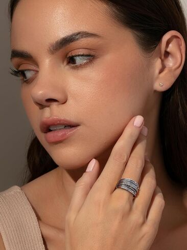 Mytys Wide Band Multi-Strand Twisted Cable Ring - Mixed Metal Silver Gold Tone Statement Ring with Ball Accents in Kuwait