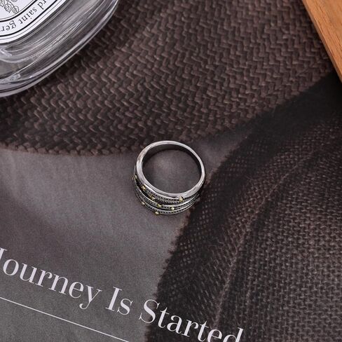 Mytys Wide Band Multi-Strand Twisted Cable Ring - Mixed Metal Silver Gold Tone Statement Ring with Ball Accents in Kuwait