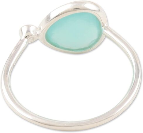 NOVICA Artisan Handmade Chalcedony Cubic Zirconia Cocktail Ring .925 Sterling Silver from India Gemstone Birthstone 'Sea Queen' in Kuwait