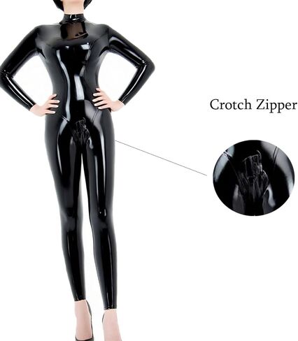 Latex Rubber Women's Catsuit with Crotch Zipper,Latex Bodysuit Handmade with Zipper on the Back for Stage Show in Saudi Arabia
