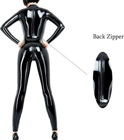 Latex Rubber Women's Catsuit with Crotch Zipper,Latex Bodysuit Handmade with Zipper on the Back for Stage Show in Saudi Arabia