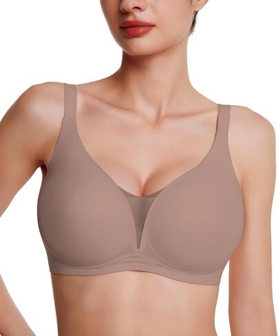 VRCOMFY Jelly Bras for Women Mesh Lace Wireless Deep V Bras for Women Comfort Seamless for Everyday Wear in Saudi Arabia