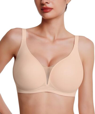 VRCOMFY Jelly Bras for Women Mesh Lace Wireless Deep V Bras for Women Comfort Seamless for Everyday Wear in Saudi Arabia