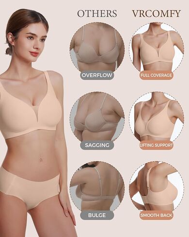 VRCOMFY Jelly Bras for Women Mesh Lace Wireless Deep V Bras for Women Comfort Seamless for Everyday Wear in Saudi Arabia