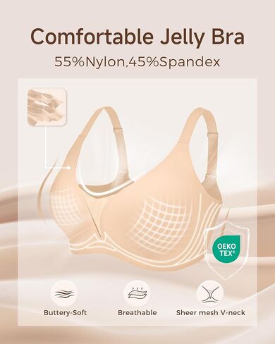 VRCOMFY Jelly Bras for Women Mesh Lace Wireless Deep V Bras for Women Comfort Seamless for Everyday Wear in Saudi Arabia
