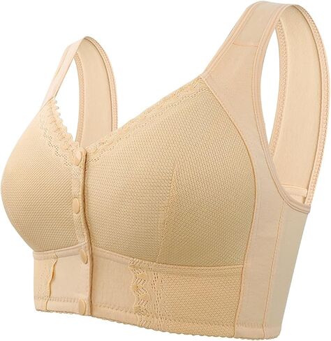 Front Closure Bras for Older Women No Underwire Bras Seamless Wireless Push Up Comfortable Bra for Seniors in Kuwait