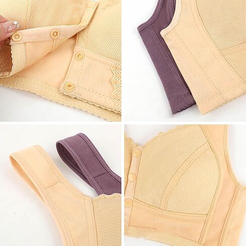 Front Closure Bras for Older Women No Underwire Bras Seamless Wireless Push Up Comfortable Bra for Seniors in Kuwait