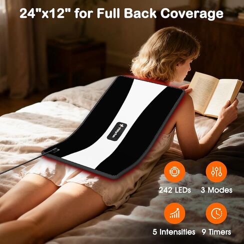 Red Light Therapy for Body, 24"x12" Large Near Infrared Light Therapy Belt, 242 Tri-Chip LEDs Red Light Therapy Mat for Back Pain, 660nm & 850nm Dual Wavelength Therapy Pad, Max 35W in Saudi Arabia