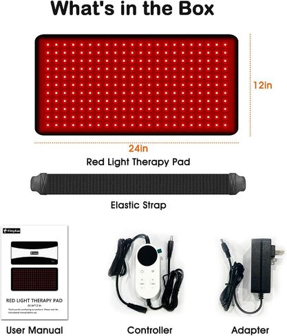 Red Light Therapy for Body, 24"x12" Large Near Infrared Light Therapy Belt, 242 Tri-Chip LEDs Red Light Therapy Mat for Back Pain, 660nm & 850nm Dual Wavelength Therapy Pad, Max 35W in Saudi Arabia
