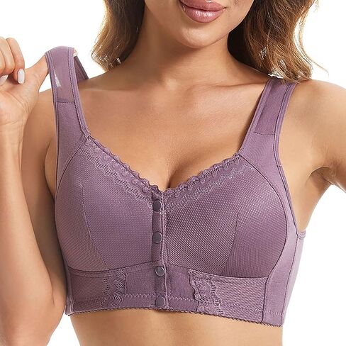 Front Closure Bras for Older Women No Underwire Bras Seamless Wireless Push Up Comfortable Bra for Seniors in Kuwait