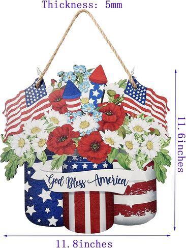 Wooden Fourth of July Wreath Decoration Door Hanger(Independence Day) | for Front Door American Flag Independence Day in Saudi Arabia