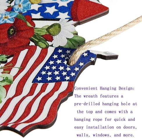 Wooden Fourth of July Wreath Decoration Door Hanger(Independence Day) | for Front Door American Flag Independence Day in Saudi Arabia