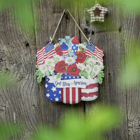 Wooden Fourth of July Wreath Decoration Door Hanger(Independence Day) | for Front Door American Flag Independence Day in Saudi Arabia