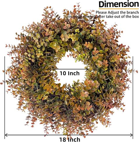 HipTree 18 Inch Fall Boxwood Wreath for Front Door, Artificial Autumn Harvest Greenery Wreath with Orange Leaves, Thanksgiving Farmhouse Porch Wall Decor, All Year Round Indoor Outdoor DIY Wreaths in Saudi Arabia