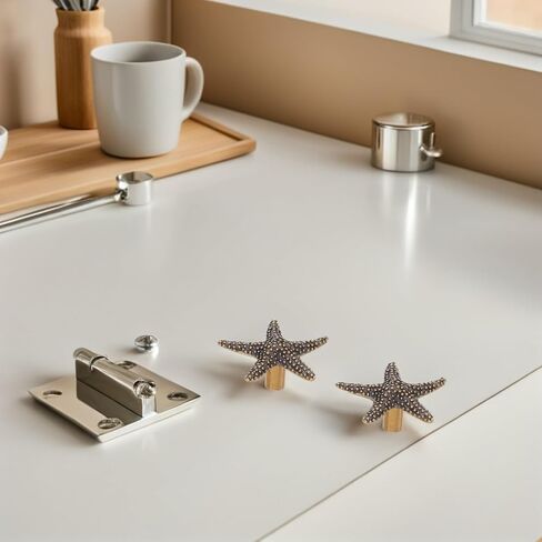 Alipis 2pcs Star Shape Cabinet Door Handles Brass Pulls Coastal Ocean Theme Metal Drawer Handles for ’ Room Wardrobe Nursery Furniture Decor in Kuwait