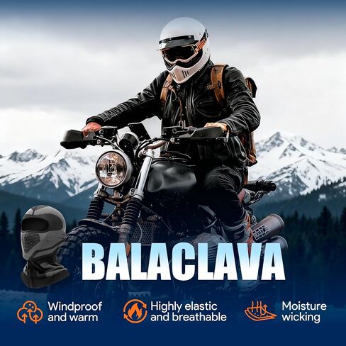 Motorcycle Balaclava Ski Mask All Season Windproof Breathable Face Vents Black in Kuwait