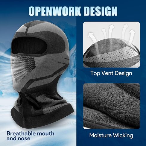 Motorcycle Balaclava Ski Mask All Season Windproof Breathable Face Vents Black in Kuwait