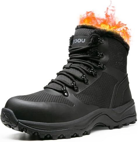KOIFISH Winter Steel Toe Boots for Men Women,Warm Fur Lined Work Boots, ASTM F2413-18,Industrial&Construction&Warehouse,Slip Resistant,Lightweight,Black in Saudi Arabia