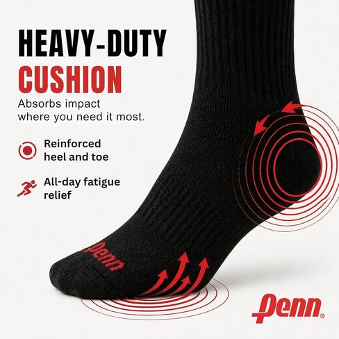 Penn Mens Athletic Socks 8 Pack Crew Socks for Men - Moisture Wicking Sport Socks for Gym Tennis Running, Size 10-13 in Kuwait