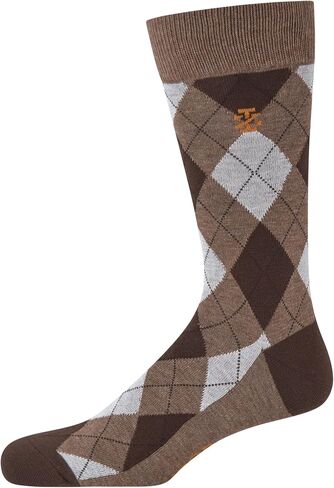 IZOD Mens Dress Socks - 7 Pack Lightweight Moisture Wicking Stay Up Cuffed Crew Socks for Men for Casual Business Formal Wear, Size 6-12.5, Brown Argyle in Kuwait