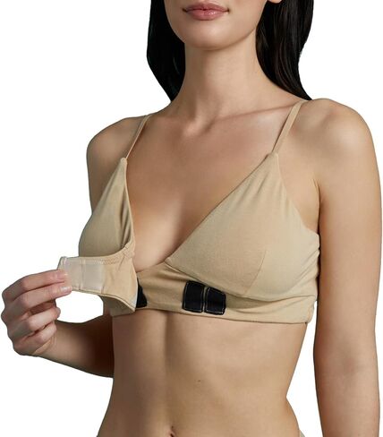 Front Closure Bras for Women Touch Fasteners - Adaptive Post Surgery Bra Seamless Comfort Beige in Saudi Arabia