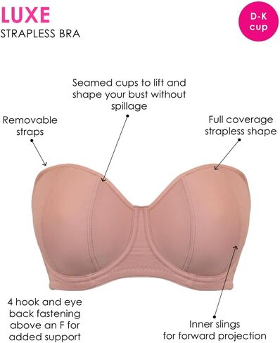 Curvy Kate Women's Luxe Strapless Multiway Underwire Bra, CK2601, Latte, 36F in Saudi Arabia