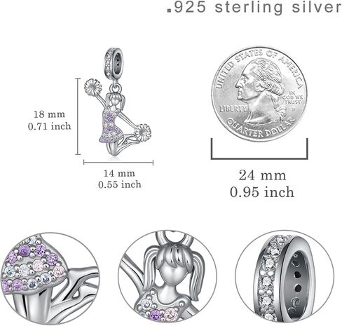 Cheer Charms for Bracelets 925 Sterling Silver Cheerleader Charms Cheer Cheerleader Jewelry Gifts for Women in Saudi Arabia