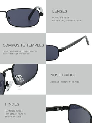 Freckles Mark Trendy Rectangular Retro Sunglasses Mens Womens Classic Rectangle Glasses Small Fashion Thin Slim Square Shades in Saudi Arabia