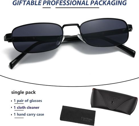 Freckles Mark Trendy Rectangular Retro Sunglasses Mens Womens Classic Rectangle Glasses Small Fashion Thin Slim Square Shades in Saudi Arabia