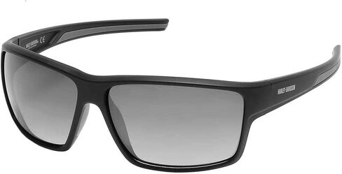 Harley-Davidson Mens Deep Sport Wrap Sunglasses, Black Frame/Smoke Mirror Lenses in Saudi Arabia