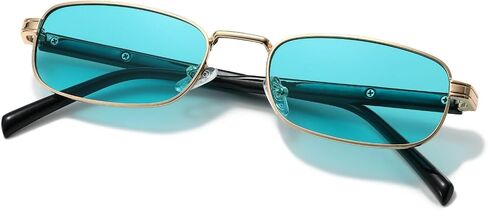 Freckles Mark Trendy Rectangular Retro Sunglasses Mens Womens Classic Rectangle Glasses Small Fashion Thin Slim Square Shades in Saudi Arabia