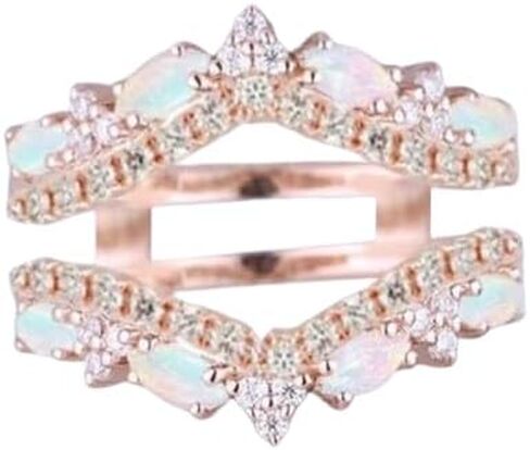 2.00 Ctw Marquise Cut Fire Opal Wrap Ring Guard Enhancer Women's 925 Sterling Silver Engagement Anniversary Ring 14k Rose Gold Finish, Medium in Saudi Arabia