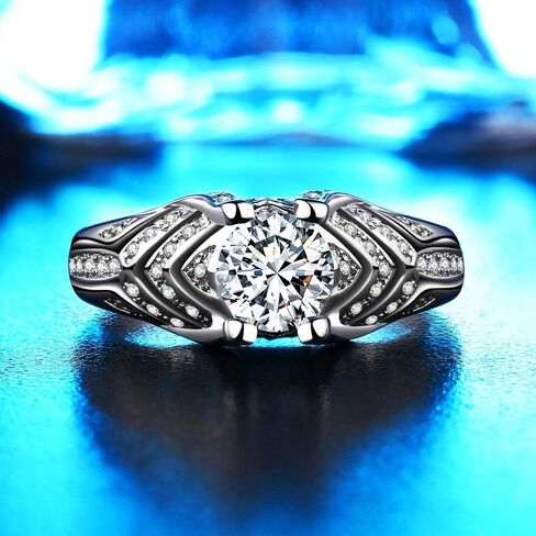 Uloveido White Gold Plated Fashion Jewelry Cocktail Ring for Women in Silver Color with Cubic Zirconia (Size 6 7 8 9 10) HR271 in Kuwait