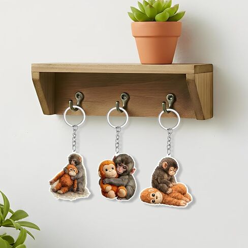 4Pcs The Monkey Keychain, Acrylic Monkeys Hugging Keychains for Backpack, Bag Charms Gifts in Saudi Arabia