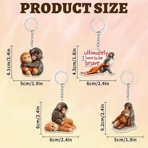 4Pcs The Monkey Keychain, Acrylic Monkeys Hugging Keychains for Backpack, Bag Charms Gifts in Saudi Arabia