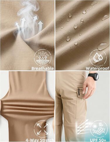 Hiking Lightweight Quick Dry Pants for Men Waterproof Zip Off Convertible Fishing with Multi Pockets in Saudi Arabia