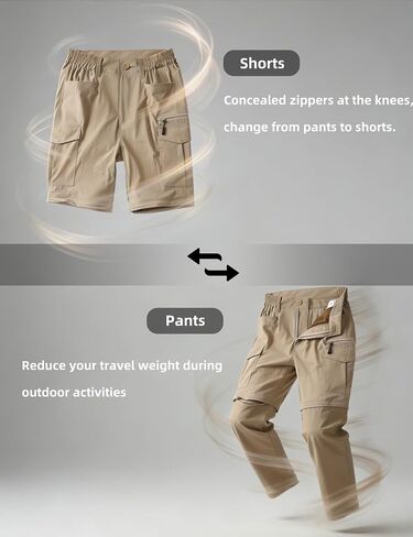 Hiking Lightweight Quick Dry Pants for Men Waterproof Zip Off Convertible Fishing with Multi Pockets in Saudi Arabia