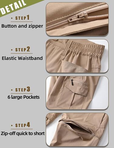 Hiking Lightweight Quick Dry Pants for Men Waterproof Zip Off Convertible Fishing with Multi Pockets in Saudi Arabia