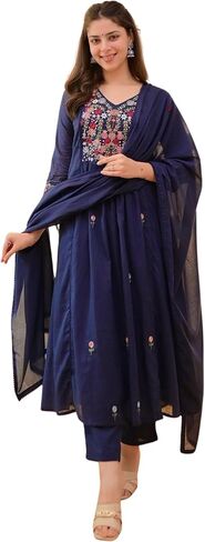 Women’s Embroidered Anarkali Kurta Set with Dupatta – Festive & Party Wear Ethnic Outfit in Kuwait