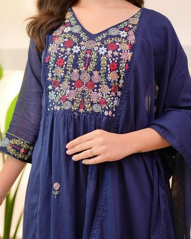 Women’s Embroidered Anarkali Kurta Set with Dupatta – Festive & Party Wear Ethnic Outfit in Kuwait