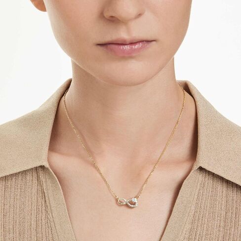 Swarovski Hyperbola necklace, Heart cut, Pavé, Infinity, White, Gold-tone plated in Kuwait