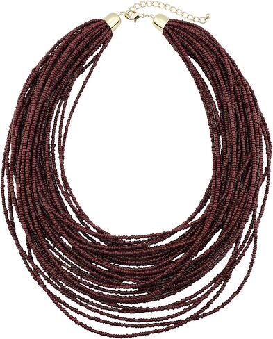 Bocar Multi Layer Chunky Bib Statement Seed Beads Cluster Collar Necklace for Women Gift (NK-10351) in Kuwait