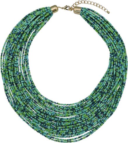Bocar Multi Layer Chunky Bib Statement Seed Beads Cluster Collar Necklace for Women Gift (NK-10351) in Kuwait