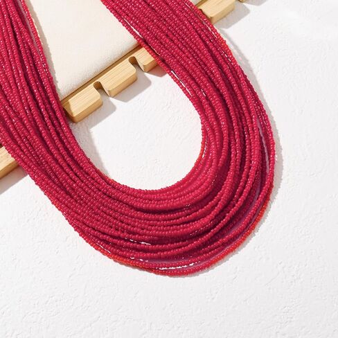 Bocar Multi Layer Chunky Bib Statement Seed Beads Cluster Collar Necklace for Women Gift (NK-10351) in Kuwait