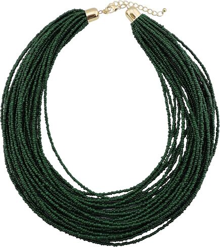 Bocar Multi Layer Chunky Bib Statement Seed Beads Cluster Collar Necklace for Women Gift (NK-10351) in Kuwait