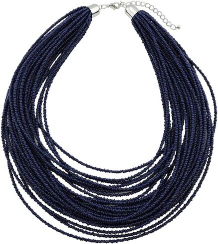Bocar Multi Layer Chunky Bib Statement Seed Beads Cluster Collar Necklace for Women Gift (NK-10351) in Kuwait