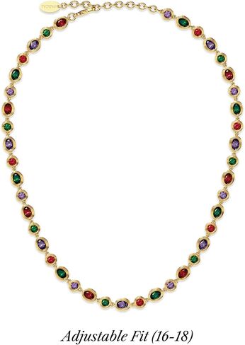 PASCAL Catena Multi-Colour Gemstone Chain Necklace for Women, Vintage Gold Bezel Tennis Necklace, 18K Gold Plated with Lab-Grown Gemstones Necklace, Elegant Statement Jewellery, Meanful Gift for Her, Mom, Wife, Friends and Own in Saudi Arabia