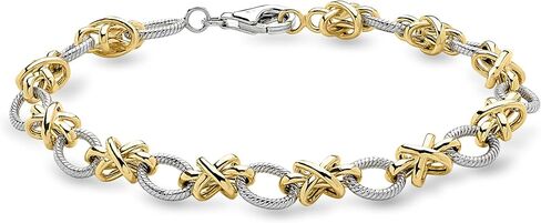 Ross-Simons Sterling Silver and 18kt Gold Over Sterling Xo Bracelet in Kuwait